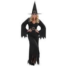 Elegante Hexe Schwarz Witch Kostüm Frau Damen