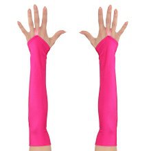 Achtzigern Fingerlose Handschuhe Satin, Neonrosa