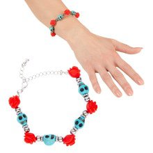 Horrorarmband Azure Schädel Rote Rosen