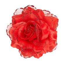 Tropical Hair Clip Rot Rose Mit Glitzer