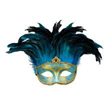 Federmaske Countess Mit Glitzer Und Federn, Blau