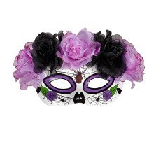 Acapulco Eye Mask Dia De Los Muertos Mit Lila / Schwarzen Rosen