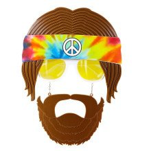 60er Brille, Hippie Mit Bart