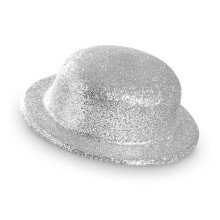 Showmaster Glitter Bowler Hut, Silber