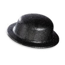 Showmaster Glitter Bowler Hut, Schwarz