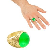 Dicker Goldener Ring Mit Grüner Stein