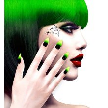 Devils Nails Stiletto Schwarz / Neon Green