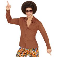 Groovy Garry 70er Männerhemd, Braun Herren