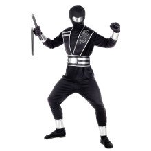 Schneller Als Sein Schatten Silberschwarzer Ninja Kostüm für Jungen