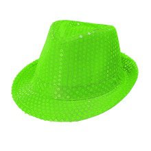 Neon Green Fedora Hut Mit Pailletten