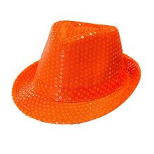 Neonorange Fedora Hut Mit Pailletten