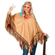 Luxus Sandbräuner Indianer Poncho Lonesome Cowboy Unisex