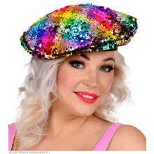 Reversible Pailletten Beret Rainbow / Gold Hip Hanna