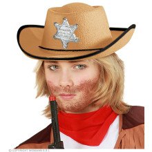 Sheriff Pistol Pete Cowboy Hut Kind Hellbraun