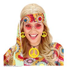 Hippie Set Friedenskette Und Ohrringe Neongelb