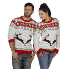 Weihnachtspullover Weiß Mit Rentieren Unisex