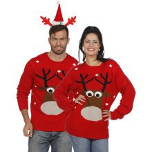 Weihnachtspullover Rote Rentiere Unisex