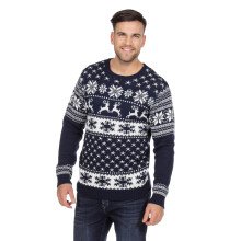 Blue Weiß Christmas Sweater Rentiere Und Schnee Herren