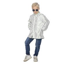 Weiße Rüschenbluse Satin Falsch Disco für Kinder