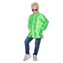 Grüne Rüschenbluse Satin Falsch Disco für Kinder