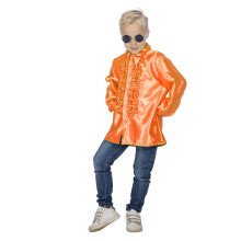 Oranje Ruchesblouse Satin Foute Disco für Kinder