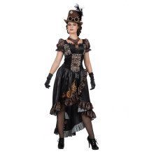 Schwarzes Glänzendes Steampunk Mit Zahnrädern Damenkostüm