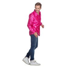 Rosa Ruchesblouse Satin Foute Disco Unisex