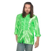 Grüne Ruchesblouse Satin Foute Neon Disco Unisex