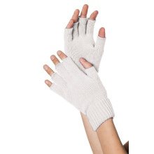 Weiß Gestrickte Fingerlose Handschuhe