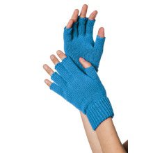 Blau Gestrickte Fingerlose Handschuhe