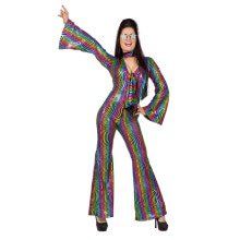 Glänzender Regenbogen 80er Catsuit Damenkostüm